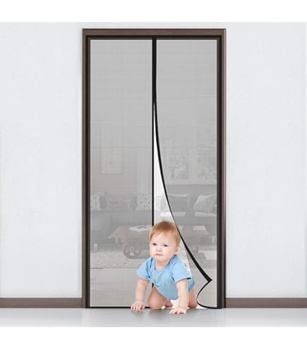 Risareyi Zij-opening Magnetische Vliegengordijn Deur 160x225cm, Klamboedeur Hordeur, Automatisch Sluiten - met magneten, Zwart Glasvezel Gaas Gordijnen, Anti-insect, voor Terrasdeur Balkondeur