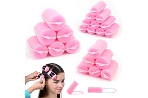 LOBVABA 24 bigodini in spugna, rulli in schiuma morbida, per acconciature fai da te, per donne e ragazze