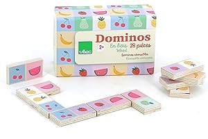 VILAC - Dominos réversibles Fruits/légumes - Sarah Betz - Jouet Premier Age - 28 Dominos en Bois - Jeux d'Eveil pour Enfant en Bois - Jouet pour Enfant Dès 2 Ans - 7120