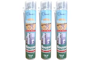 DSTOCK60 - LOT DE 3 MOUSSES EXPANSIVES MANUELLES 750ML - MOUSSE POLYURETHANE PROFESSIONNELLE - ISOLE, COLLE, REBOUCHE - EXTERIEUR ET INTERIEUR
