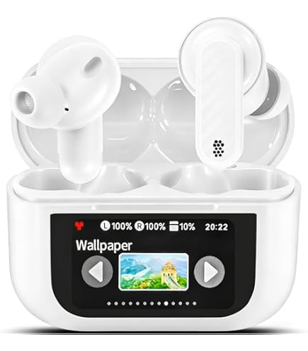 Touchscreen Bluetooth hoofdtelefoon, 2025 in-ear hoofdtelefoon, draadloos, Bluetooth 5.4 met ANC, wit