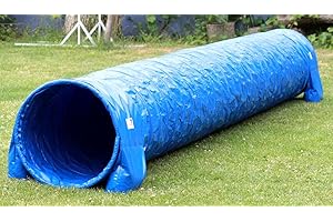 Callieway® Dog Agility Tunnel Profi Hunde Tunnel Agility Gerät (Stützsandsäcke bereits inklusive) (5m, blau)