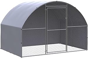 ADWOA Pollaio per Esterni 3x2x2 m in Acciaio Zincato,Pollaio per Galline Ovaiole da Esterno con Casetta, Area di Corsa