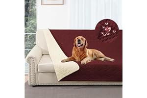 Taiyang 100% wodoszczelny pokrowiec na sofę dla pies, przykrycie legowiska psa, ochrona na meble kanapowe dla dzieci i kotów (czerwone wino, 173-208 cm)