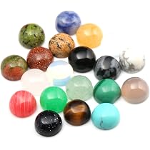 20pcs 18mm Natural Stone Cabochon Beads - Random Color Round Crystal Quartz Gemstones For Jewelry Making