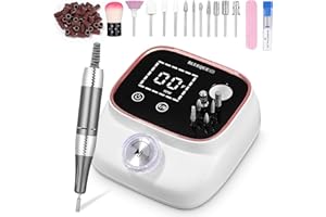 Exyvox Torno Para Uñas Profesional 45000RPM, Lima Electrica Uñas, Velocidad Ajustable,Set de Accesorios para Manicura y Pedicura con Brocas de Cerámica, para Uso Doméstico y Salones de Uñas