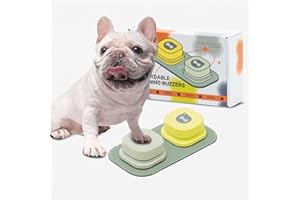 MEWOOFUN Trening rozmów z psem, komunikacja i nagrywanie głosu, przyciski do mówienia psów i kotów do wciśnięcia – przyciski rozmawiające z psem z matą i naklejkami DIY (2 sztuki)