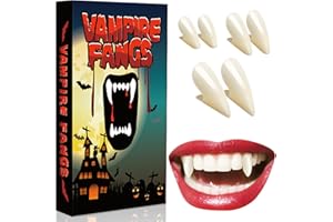YULARA Fausse Dents de Vampire Adulte Enfant: Canine de Vampire Crocs de Vampire Kit Maquillage Halloween Vampire Accessoire Deguisement Vampire Fangs, Dentier Halloween Vampire Teeth Colle Dent de Vampire