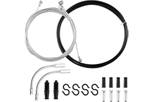 LANAFAY Bike Brake Cables Set, Universal Bicycle Inner Cable Set with 2V Brake Manifolds Includes 1 Brake Cable Tube, 1 Front and 1 Rear Brake Cable Housing Kit for Road Mountain Bicycle Cycling Repair