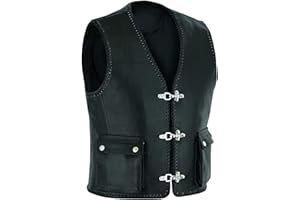 Mufimex, Herren Lederweste Biker Kutte m. Karabiner aufgesetzte Taschen Motorradweste Weste Motorrad Clubweste schwarz Gr. S bis 4XL MF450