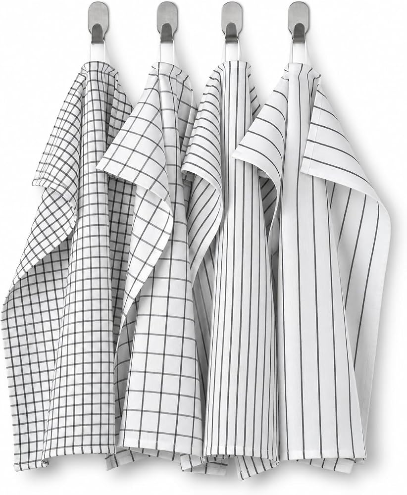 IKEA Rinnig Desenli Çay Havlusu 45 x 60 cm, 4'lü Set (Koyu Gri)