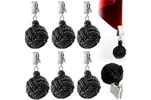 AVLA 6 Pack Tablecloth Weights, Heavy Cloth Pendant with Metal Clips, Cast Iron Round Ball Hangers, Stainless Steel Table Covers Clamps for Decoration, Outdoor, Picnic, Family Dinner Party, Black
