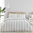 Catherine Lansfield Cove Stripe Reversible Double Duvet Cover Set with Pillowcases Natural