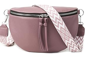 Jiliyote Crossbody Bag Damen mit Breitem Wechselgurt mittelgroße Leder Bauchtasche Damen PU Leder Breiter Gurt Crossbag Damen Gürteltasche für Festival Reise Alltag