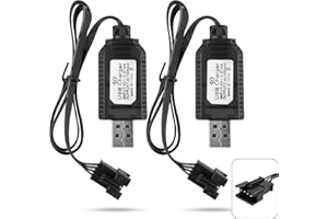 DOZYLIVE 2Pcs 7.4V USB Cable Cargador con Conector SM-4P, Cable de Carga RC para Batería LiPo 7.4V, Coche RC, Barco, Drone, Aviones y Otros Juguetes de Control Remoto, con Luz Indicador