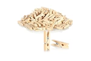 COM-FOUR® 240x mini mollette in legno di loto, piccole mollette di legno come decorazione per foto, collage, cartoline, foto e regali (240 pezzi - naturale)