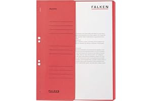 Falken Skoroszyt oczkowy kartonowy 50szt. Przód okładki 1/2 czerwony A4 Wykonany z tektury z recyklingu Wpinany do segregatorów. Wyprodukowano w Niemczech.