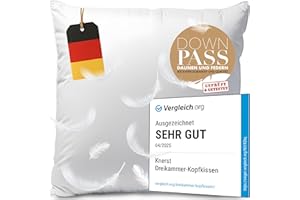 ‎KNERST KNERST Made in Germany Daunenkissen 80x80 cm - 3-Kammer Daunenkissen - Kopfkissen 80x80 Daunen & Federn Kissen 80x80 ÖKO-TEX Top Hotelqualität Kopfkissen