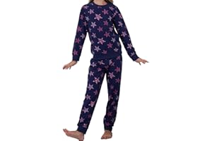 The Essentials Wardrobe Girls Pyjama Set with Long Sleeve T-Shirt & Bottom Pants Sleepwear Loungewear & Nightwear for Kids Soft & Comfortable Top & Trousers 4-13 Years