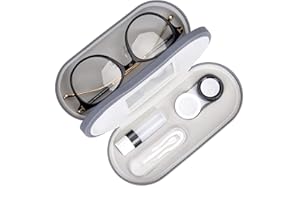 Muf Custodia per lenti a contatto portatile 2 in 1 a doppia faccia e custodia per occhiali, design a doppio uso con specchio integrato, pinzetta e lente a contatto bottiglia inclusa per kit da viaggio