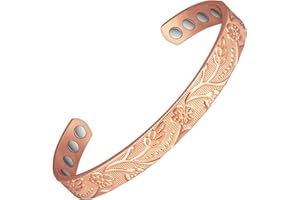 EnerCoppeX 3500 Gauss Magnetic Bracelet, 99.99% Pure Copper Magnetic Female Bracelet, Classic Pattern Carving, Including 8 Magnets (A)