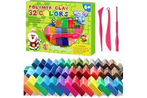 MIFKLMV Polymer Clay 32 Colors, Polymer Clay Set, Modelling Clay for Kids DIY Starter Kits, Polymer Clay Starter Kit with Sculpting Tools, Oven Bake Clay, Crafts Gift for Beginners/Adults