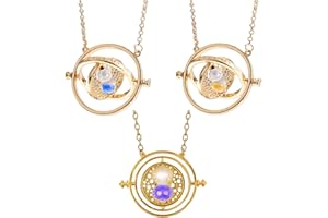 STILLWEN Collier Avec Pendentif en Forme de Sablier, 3 Pcs Retourneur de Temps Convient Comme Cadeau pour Les Filles, pour Fille (Bleu+Violet+Or)