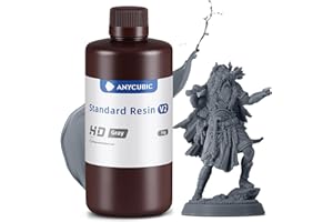 ANYCUBIC Standard Resin V2 1000g, 3D Drucker Resin, 405nm LCD SLA Rapid UV Aushärtung Resin, Hochpräzises und schnelles Photopolymer Harz für LCD/DLP/SLA 3D Druck, HD Grau
