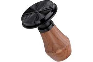 Normcore Prensador de café espresso V4 de 51 mm, prensador con resorte con revestimiento de PVD de titanio, base ondulada de 6,8 kg, 11,3 kg, 13,6 kg, mango de nogal americano genuino