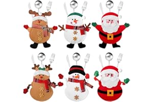 GUDOTRA 6PCS Bolsa para Cubiertos Navidad Cubiertos Tenedores Bolsas para Decoración Mesa Navidad (Estilo5 6pcs)