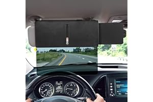 DIRFUNY Car Visor Sunshade with Zipper, Car Visor Anti-glare Sunshade Extender for Front Seat Driver and Passenger