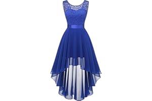 Berylove Damen Vokuhila Cocktailkleid Abendkleider Elegant für Hochzeit Festliche Kleider Ärmellos Brautjungfernkleid