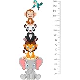 &Ccedil;ocuk Odası Boy &Ouml;l&ccedil;er Duvar &Ccedil;ıkartması, Sevimli Hayvanlar Temalı, Fil Panda Maymun Aslan Kuş Desenli, 160 cm