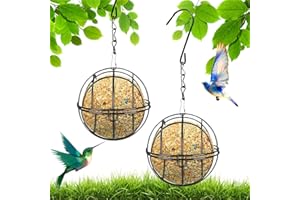 ISSIMOBER 2 Pezzi Fat Ball Holder, Corn Ball Holder, Mangiatoia Per Uccelli In Metallo Per Gancio A S, Mangiatoia Per Uccelli Da Giardino Per Uccelli Selvatici (Nero)