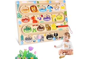 ZAXIVA Juguete de Laberinto Magnético Niño, Juegos Montessori de Madera 3 4 5 6 7 8 años para Aprender Colores, Juego de Clasificación y Conteo, Juegos Educativos y Motricidad Fina, Regalo de Cumpleaños para
