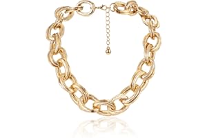 Sllaiss Klobige Goldkette für Frauen – 14 Karat vergoldet/versilbert Trendige Statement-Ketten Hypoallergen klobige Kette Große kubanische Gliederkette Schmuck Punk Hip Hop Choker für Frauen Männer