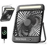 Warmco 20000mAh 8 in&ccedil; Taşınabilir Kamp Fanı, 48 Saat Maksimum &Ccedil;alışma S&uuml;resi, LED Işık, Sessiz İnce Pille &Ccedil;alışan Kişisel Mas