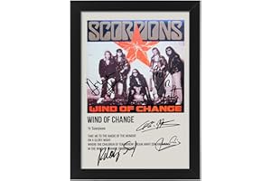 ALLSTARMEDIA Scorpions – Affiche signée avec couverture d'album Wind of Change, affichage imprimé autographé, cadeau de fan, art mural à collectionner/souvenir pour les amateurs de scorpions (sans cadre, A3)