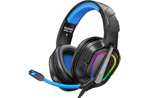 Krysenix PG2 RGB Gaming Headset für PS4, PS5, PC, Nintendo Switch, Xbox, Headset mit Mikrofon, Gaming Kopfhörer mit Mikrofon, Noise Cancelling Kopfhörer mit 3.5mm Klinke Schwarz/Blau