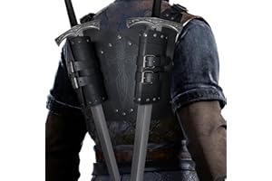 HiiFeuer Épée médiévale en faux cuir embossé à double dos Grenouille, Étui réglable pour épée de chevalier de la Renaissance et de mercenaire