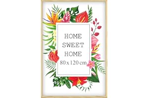 MG Design Cadre photo en bois 80 x 120 cm Naturel – plexiglas transparent, à suspendre vertical et horizontal – pour photos, posters et puzzles