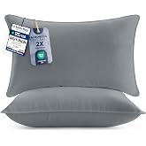 Utopia Bedding Pillow 40 x 80 cm Pack of 2, Hollow Fibre, Grey | Pack of 2 Pillows, Hollow Fibre Filling, Comfortable for Sle