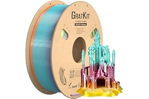 Gratkit Silk Rainbow PLA Filament 1.75mm, Color Change 3D Printer Filament, Dimensional Accuracy +/- 0.03mm, Multicolor 3D Printing Filament Rainbow Macaron…