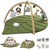 Blissful Diary Spielbogen Baby, Übergroßes Blattförmiges Spieldecke Baby Gym Activity Decke mit 6 Abnehmbare Spielzeuge, krab