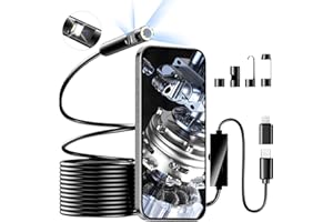COOLFELL Caméra d'inspection Endoscopique Serpent 1920P HD, Endoscopique D'inspection à Double Lentille, Endoscopique Type C de portée avec 8+1 Lumières LED pour Smartphone Android et iOS, iPhone, iPad (5M)