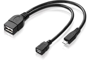 adaptare 40228 USB-OTG Adapter-Kabel Micro-USB 2.0-Stecker USB-Buchse Typ A + Strom-Anschluss für Externe Festplatte, Fire TV Stick und andere Geräte