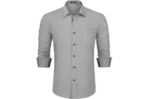 Enlision Chemise Homme Mariage Manches Longues Regular Fit Chemises Casual Business Formelle Chemise Contrastée avec Poche