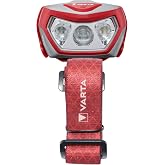 Varta Outdoor Sports H20 Pro (Kafa Feneri) | 3 ışık modu, karartma fonksiyonu, d&ouml;ner kafa, 3x AAA Piller, Kırmızı