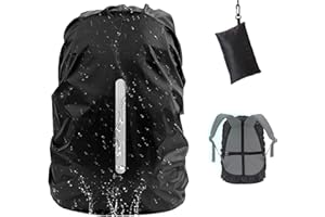 GUKOY Wodoodporny pokrowiec przeciwdeszczowy na plecak z odblaskowym paskiem (16-70 l), 2 regulowane, antypoślizgowe paski z klamrą krzyżową, odporne na deszcz, śnieg