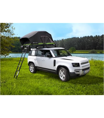 Hartschalen-Dachzelt FüR 2–3 Personen, Outdoor-Pop-Up-Fahrzeug, SUV, LKW, üBerland-Dachzelt Mit Leiter Und Wasserdicht, Ideal FüR Autos, LKW, Suvs, Camping, Reisen, Mobil(Style1) Auto & Motorrad